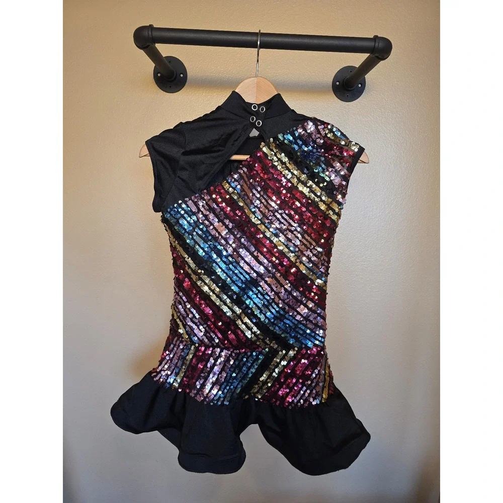 Weissman Paparazzi multicolor sequin dance costume Girls size XL‎